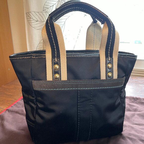 Coach Hampton Black Zip Top Nylon / Suede Mini Tote L05M-126 - Picture 5 of 16